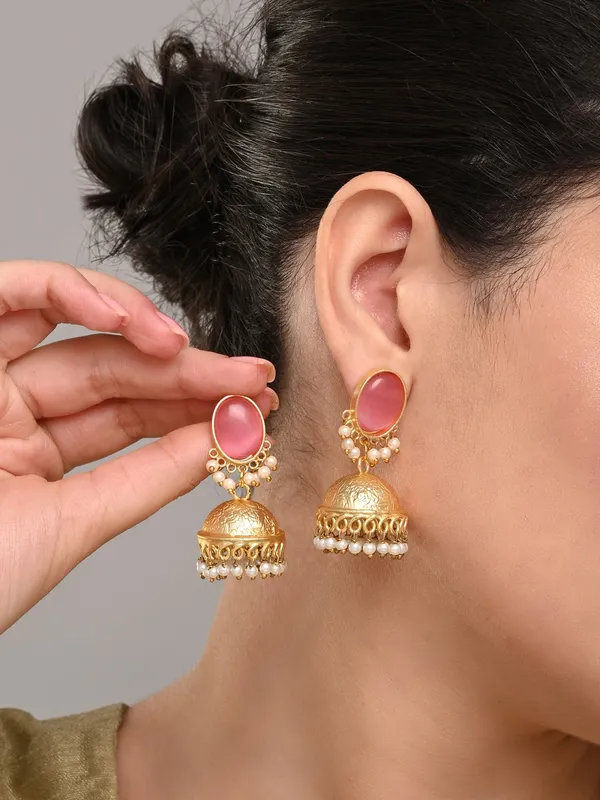 Gold_Finish_Pearl_Dome_Jhumka_Earrings
