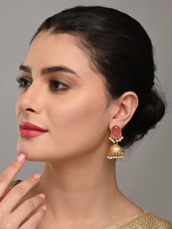 Gold_Finish_Pearl_Dome_Jhumka_Earrings