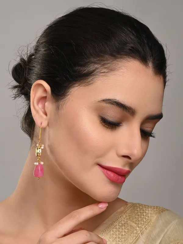 Pink_Natural_Stone_Bead_Drop_Earrings