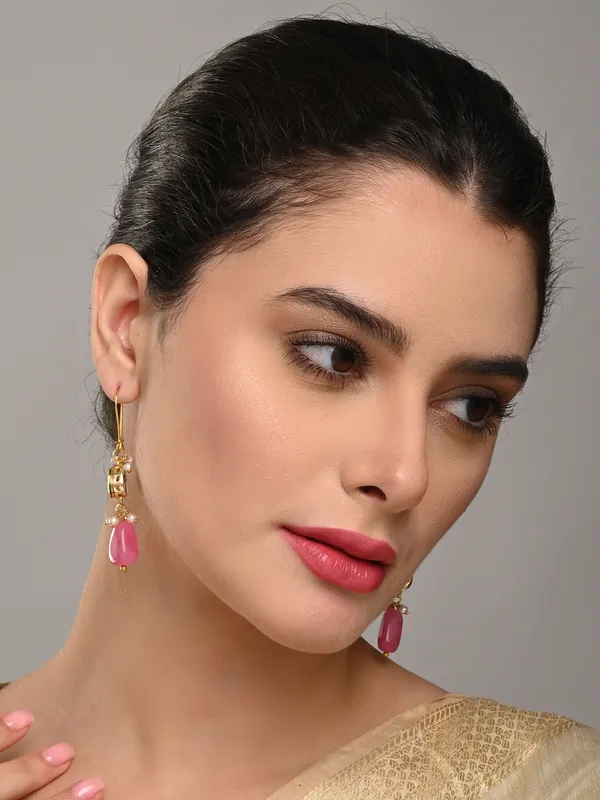 Pink_Natural_Stone_Bead_Drop_Earrings
