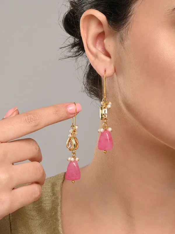 Pink_Natural_Stone_Bead_Drop_Earrings