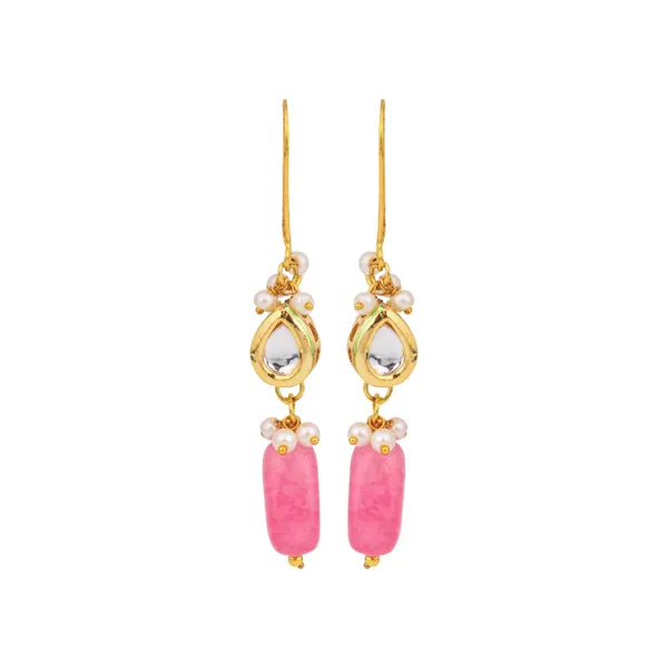 Pink_Natural_Stone_Bead_Drop_Earrings