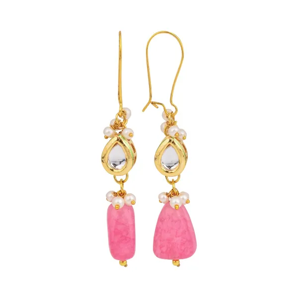 Pink_Natural_Stone_Bead_Drop_Earrings