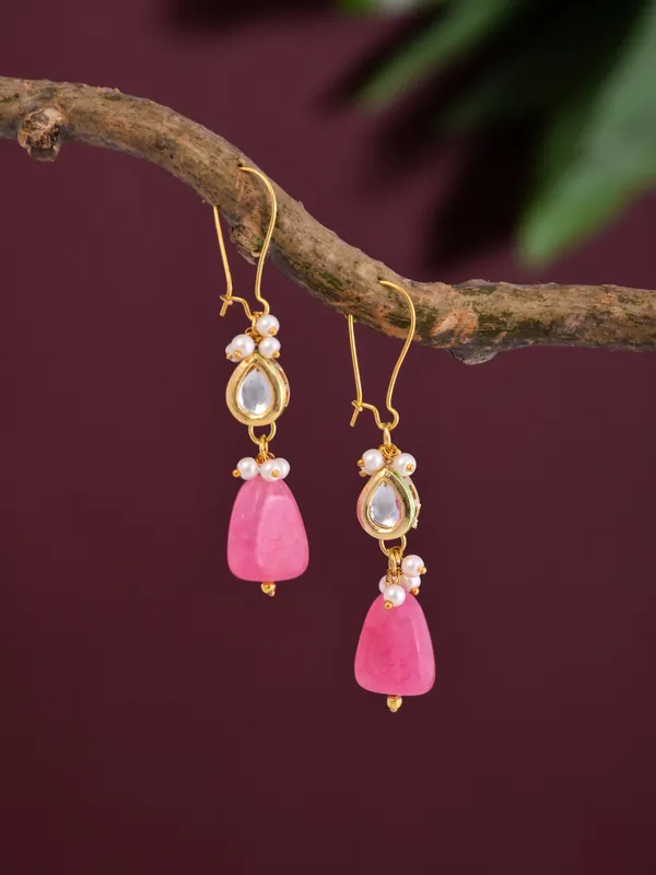 Pink_Natural_Stone_Bead_Drop_Earrings