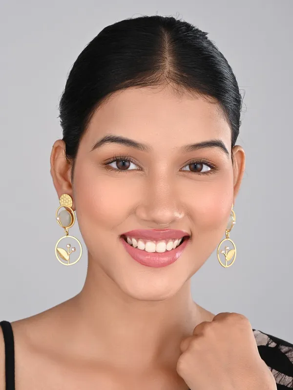 Botanical_Motif_White_Stone_Brass_Drop_Earrings