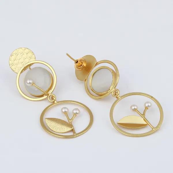 Botanical_Motif_White_Stone_Brass_Drop_Earrings