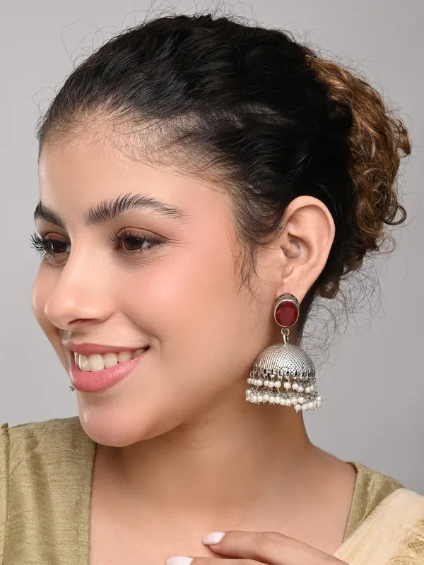 Elegant_Silver_Oxidised_Stone_Jhumka