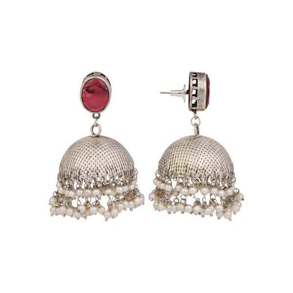 Elegant_Silver_Oxidised_Stone_Jhumka