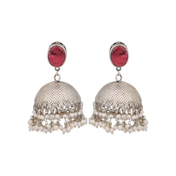 Elegant_Silver_Oxidised_Stone_Jhumka