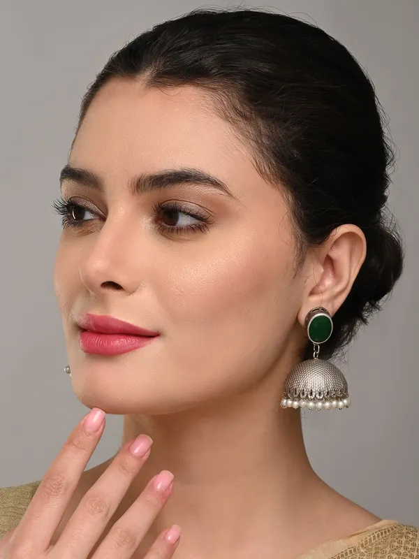 Elegant_Silver_Oxidised_Stone_Jhumka