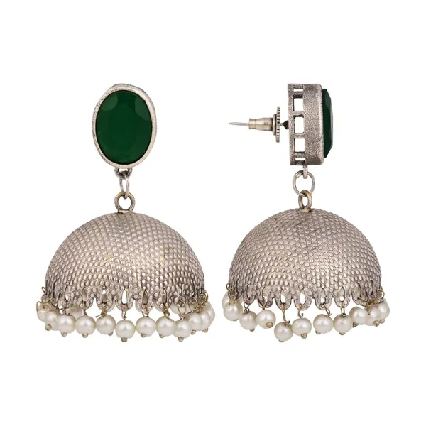 Elegant_Silver_Oxidised_Stone_Jhumka