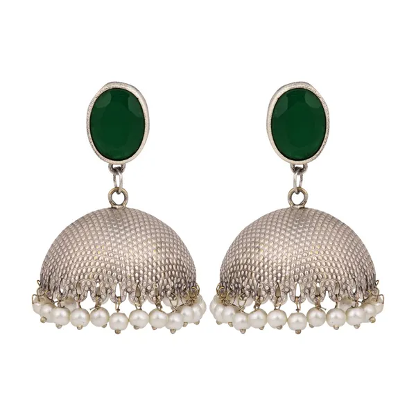 Elegant_Silver_Oxidised_Stone_Jhumka