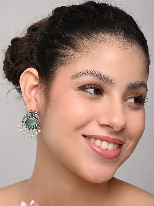 Silver_plated_bird_studs_Green
