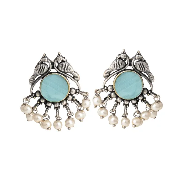 Silver_plated_bird_studs_Green