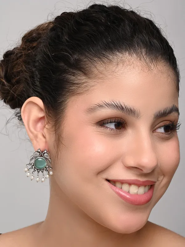 Silver_plated_bird_studs_Green