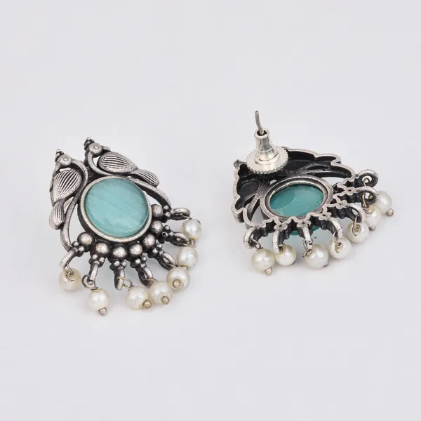 Silver_plated_bird_studs_Green