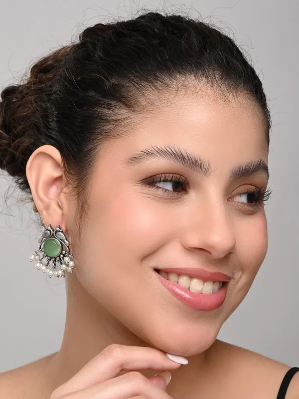Silver_plated_bird_studs_Green