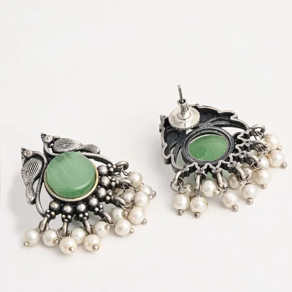 Silver_plated_bird_studs_Green