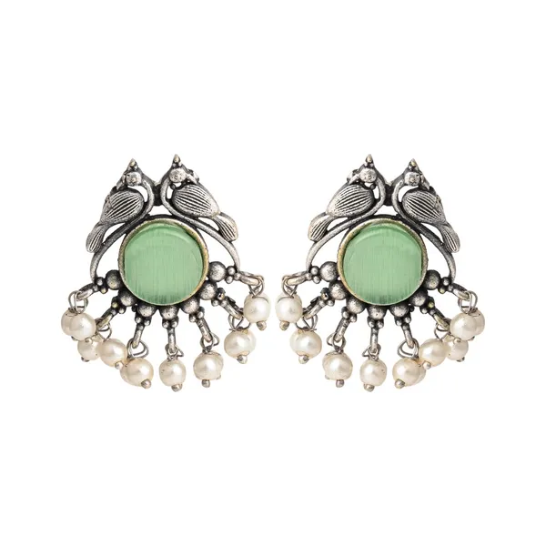 Silver_plated_bird_studs_Green