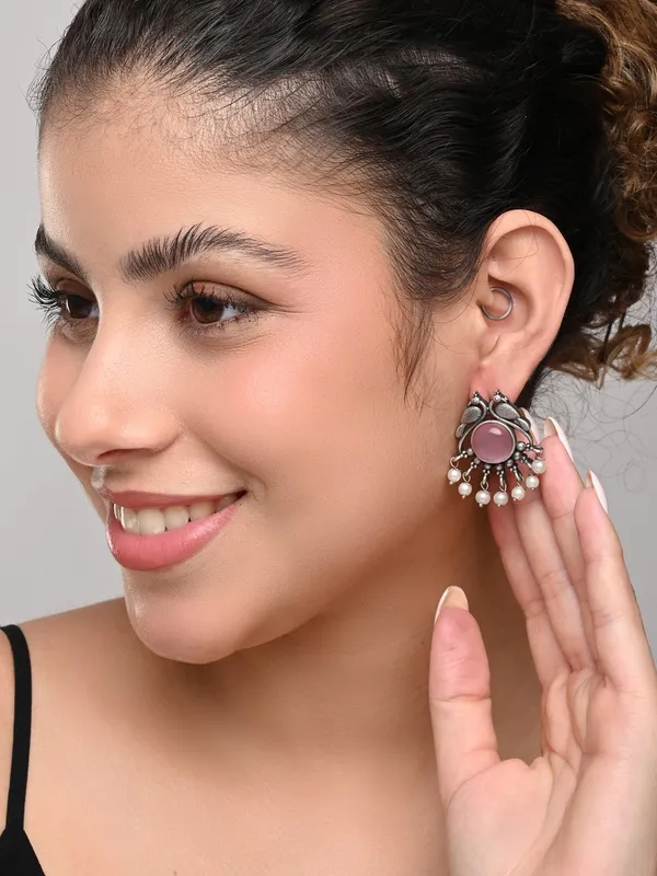 Silver_plated_bird_studs_Green
