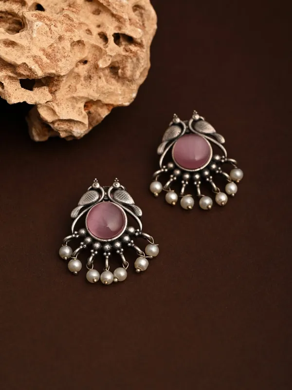 Silver_plated_bird_studs_Green