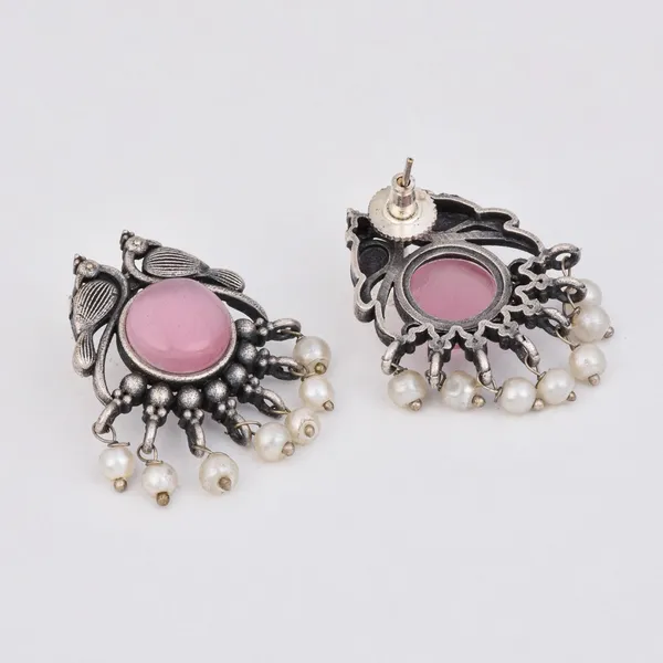 Silver_plated_bird_studs_Green