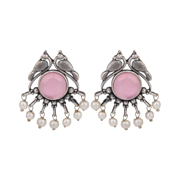 Silver_Plated_Bird_Studs_Green