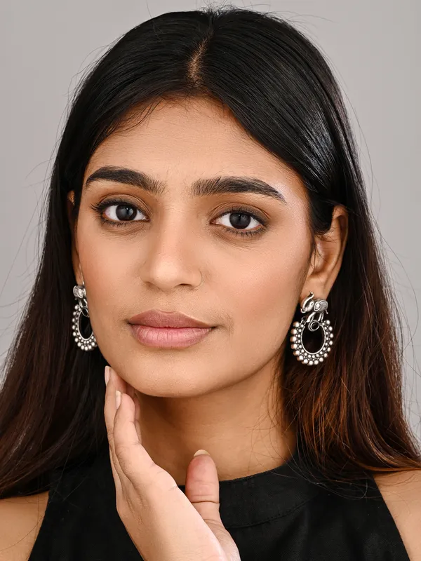 Oxidised_Silver_Elephant_Hoop_Earrings