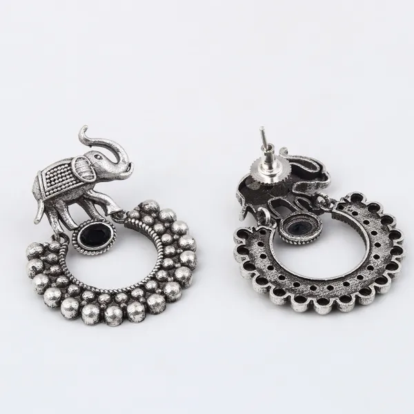 Oxidised_Silver_Elephant_Hoop_Earrings