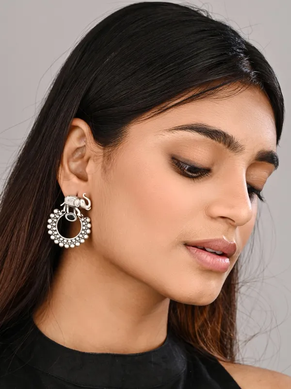 Oxidised_Silver_Elephant_Hoop_Earrings