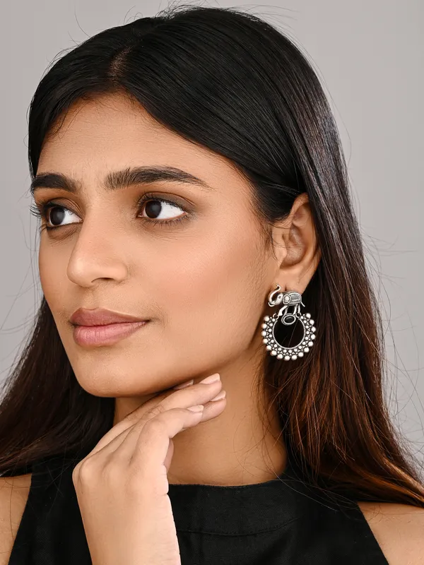 Oxidised_Silver_Elephant_Hoop_Earrings