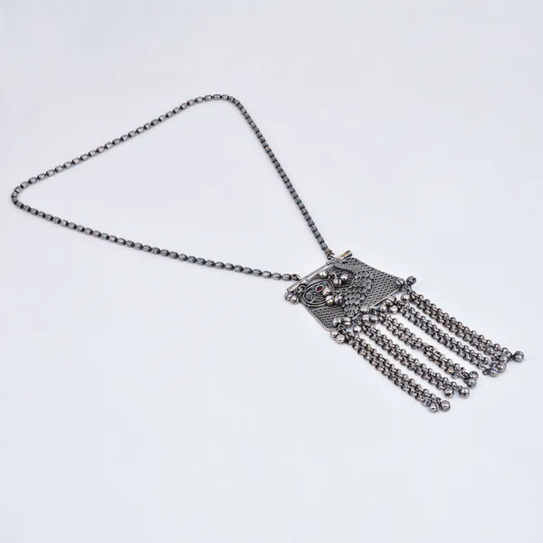 Oxidized_Tribal_Tassel_Pendant_Necklace