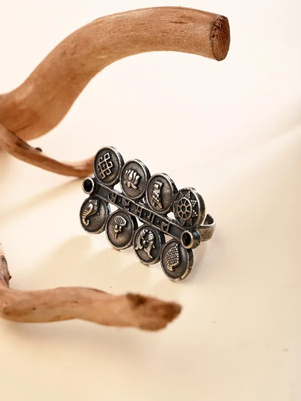 Ashtamangala_Oxidized_Brass_Ring