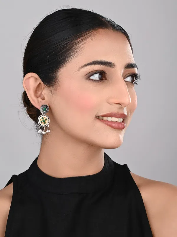 Stones_&_beads_Circular_Drop_Earring