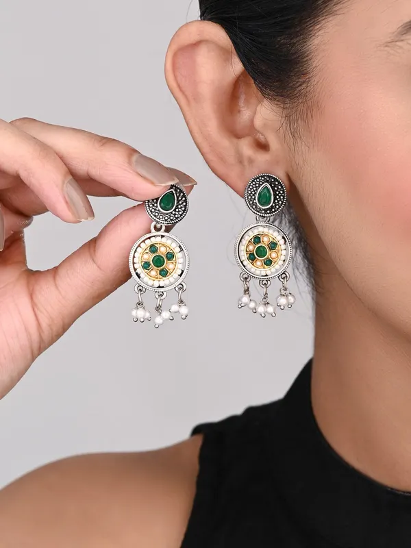 Stones_&_beads_Circular_Drop_Earring