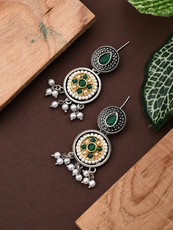 Stones_&_beads_Circular_Drop_Earring