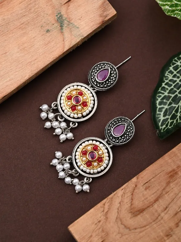 Stones_&_beads_Circular_Drop_Earring