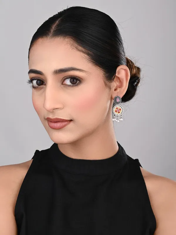 Stones_&_beads_Circular_Drop_Earring