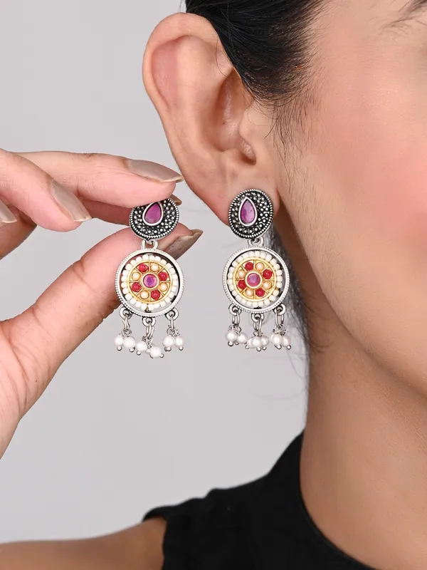 Stones_&_beads_Circular_Drop_Earring