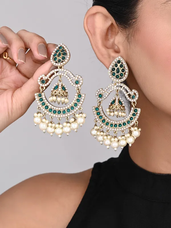 Gold_Plated_Stone_&_Beads_Chandbali_Earring