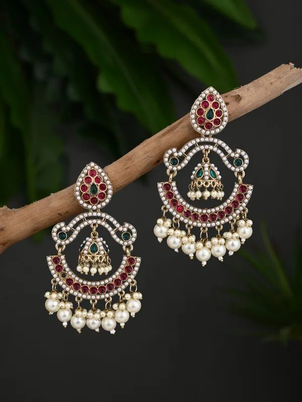 Gold_plated_Stone_&_beads_chandbali_Earring