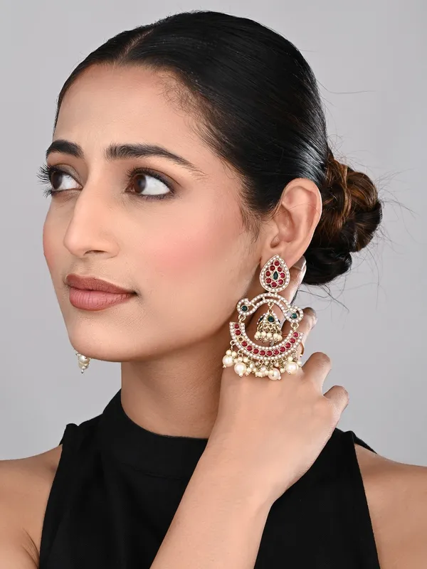 Gold_plated_Stone_&_beads_chandbali_Earring