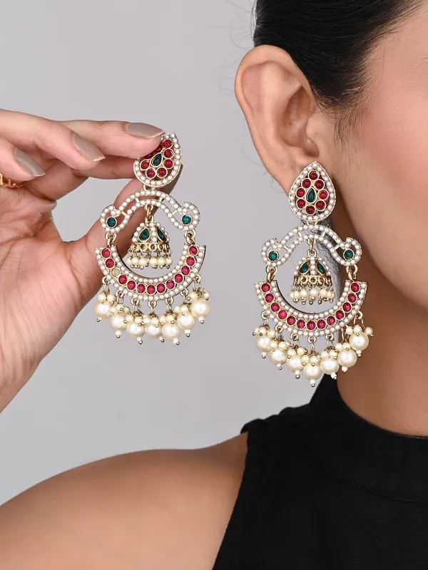 Gold_Plated_Stone_&_Beads_Chandbali_Earring