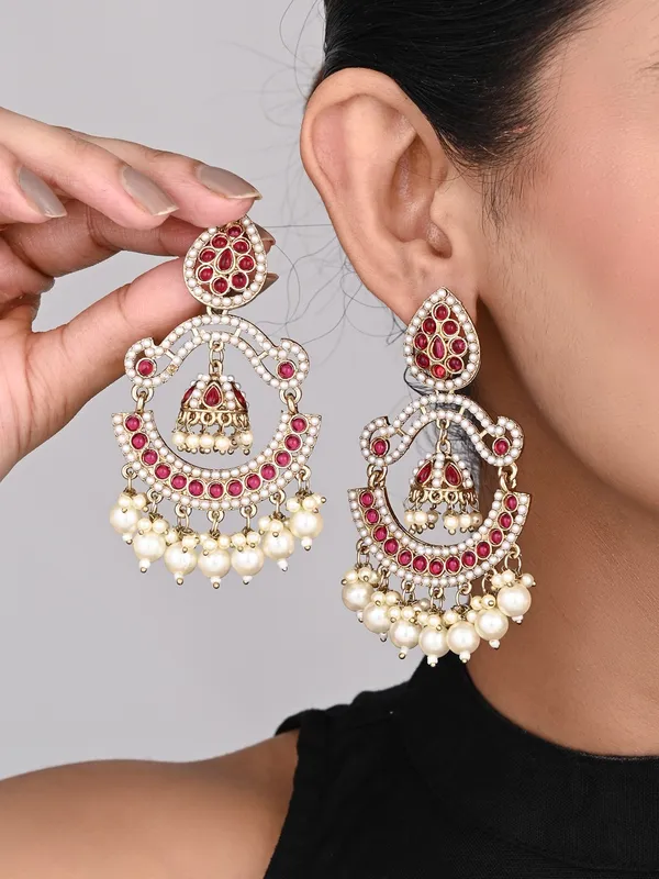 Gold_plated_Stone_&_beads_chandbali_Earring