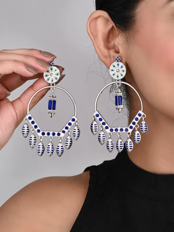 Silver_plated_White_&_Blue_Meenakari_Chandbali