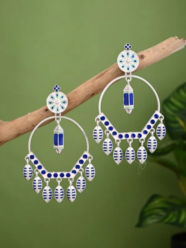 Silver_plated_White_&_Blue_Meenakari_Chandbali
