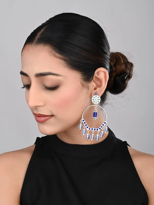 Silver_Plated_White_&_Blue_Meenakari_Chandbali