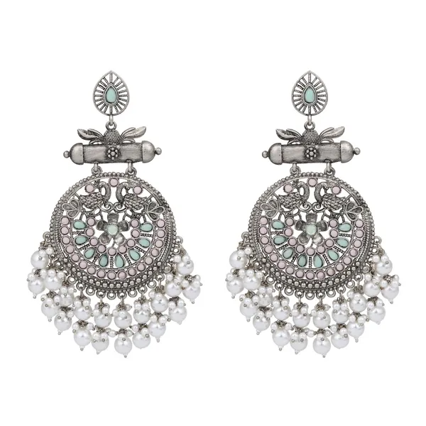Oxidised_Silver_Meenakari_Peacock_Earrings
