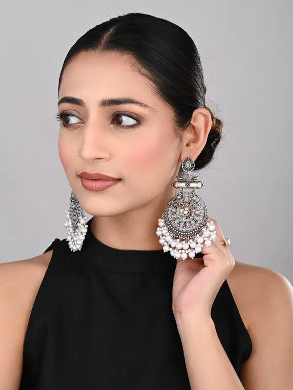 Oxidised_Silver_Meenakari_Peacock_Earrings