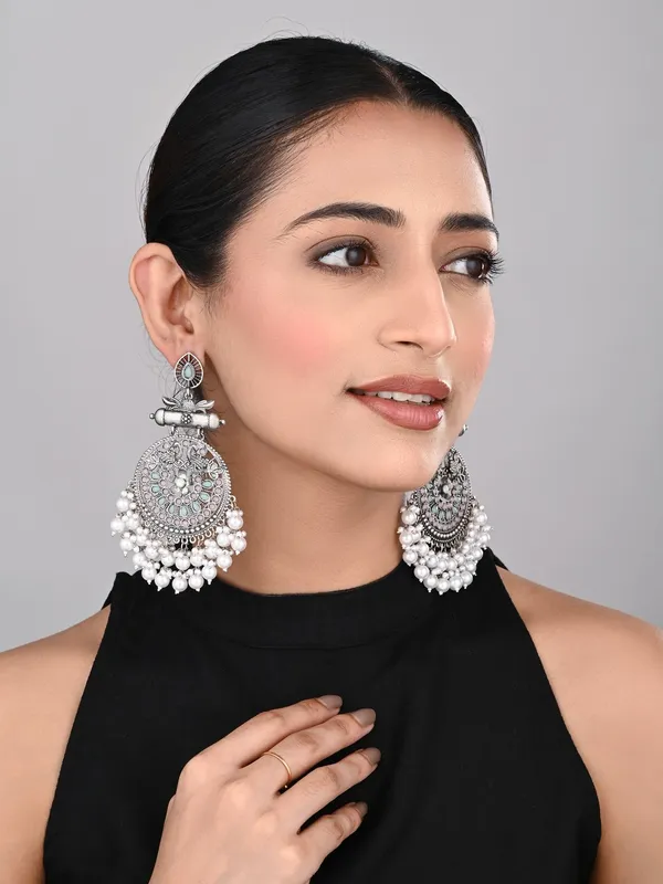 Oxidised_Silver_Meenakari_Peacock_Earrings
